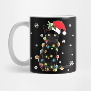 Black Cat Ugly Christmas Sweater Lights Funny Cats Mug